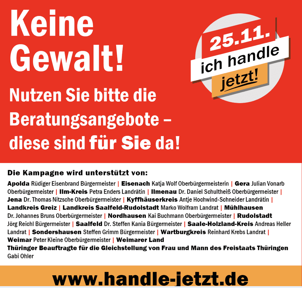 25.11.ichhandlejetzt! – für die Verbesserung des Opferschutzes bei häuslicher Gewalt im Kyffhäuserkreis