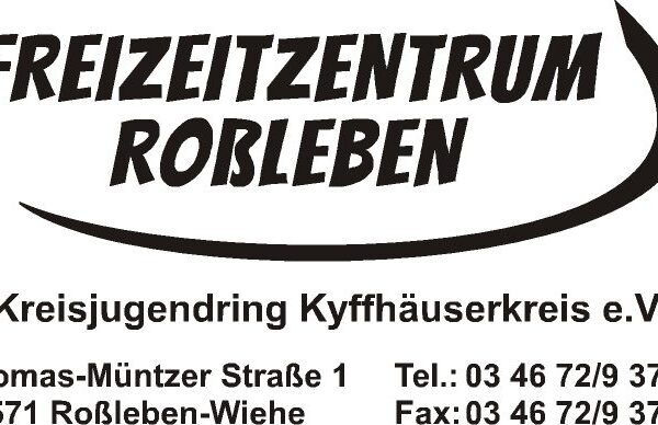 Logo des Freizeitzentrum Roßleben mit der Aufschrift Kreisjugendring Kyffhäuserkreis e. V., Thomas-Münzer Straße 1 in 06571 Roßleben-WIehe